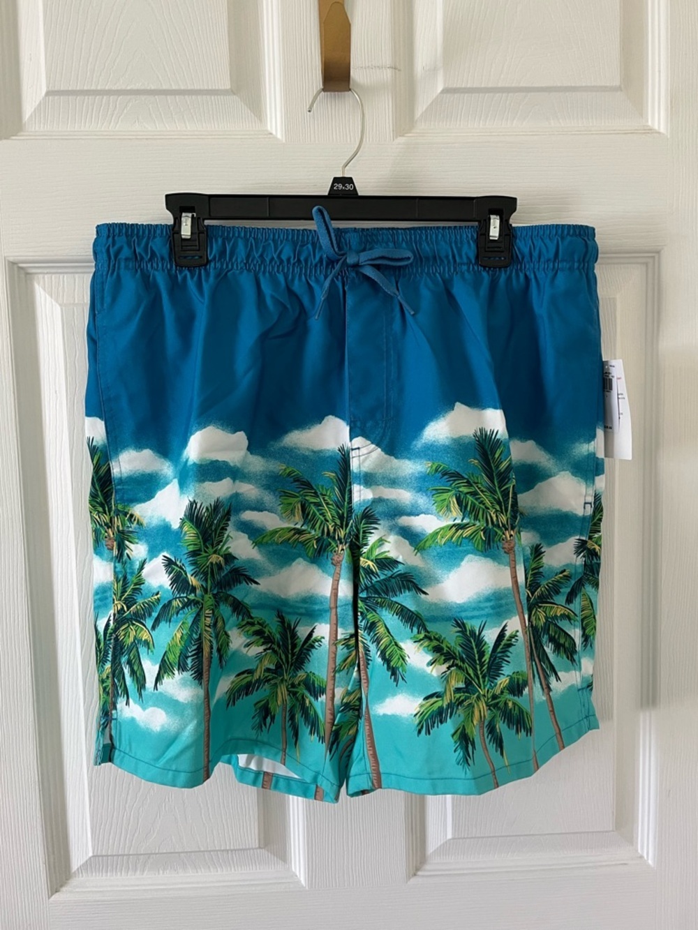 Old Navy Teal Tropical Palm Print Swim Shorts